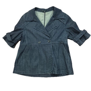 Theory Jasmine Aspen Denim Swing Jacket Size:L Dark Wash Pockets Cotton Casual